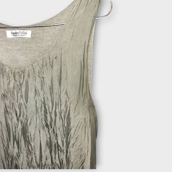 Sandra Fellini Maxi Dress Sz M Silk‎ Crinkled Sleevless Lining Glamcore Royalty - Picture 9 of 11